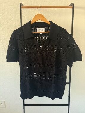 Wax London Siena Open Knit Polo - L